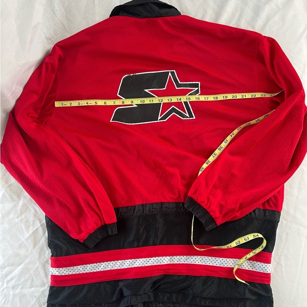 Vintage Starter Jacket Red Black Y2K Windbreaker Streetwear Oversized 90s Large - Picture 6 of 6
